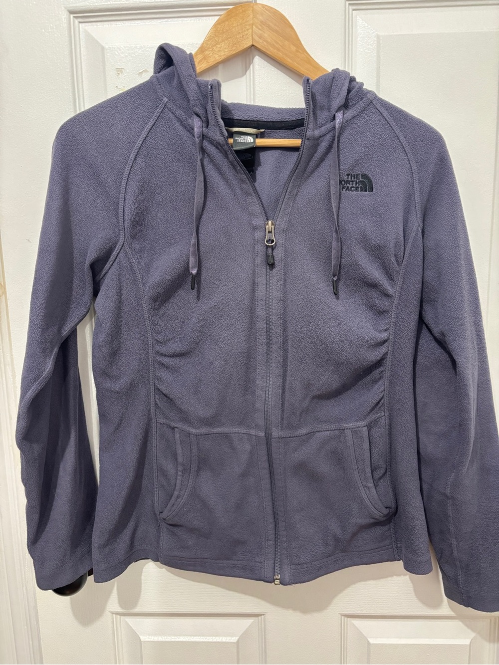 The North Face Women's Purple Zip-Up Teddy Fleece Hoodie